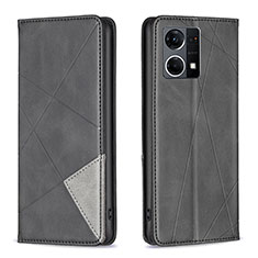 Leather Case Stands Flip Cover Holder B07F for Oppo F21s Pro 4G Black