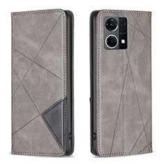Leather Case Stands Flip Cover Holder B07F for Oppo F21s Pro 4G Gray