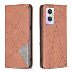 Leather Case Stands Flip Cover Holder B07F for Oppo F21s Pro 5G Brown