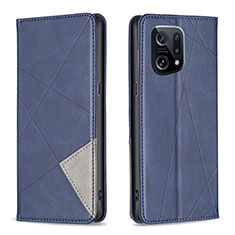 Leather Case Stands Flip Cover Holder B07F for Oppo Find X5 5G Blue