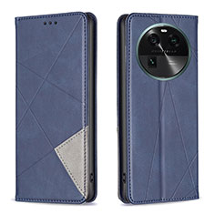 Leather Case Stands Flip Cover Holder B07F for Oppo Find X6 5G Blue