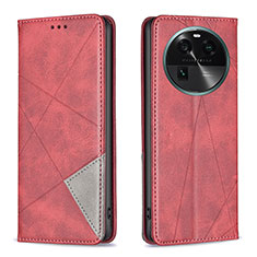 Leather Case Stands Flip Cover Holder B07F for Oppo Find X6 5G Red