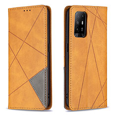 Leather Case Stands Flip Cover Holder B07F for Oppo Reno5 Z 5G Light Brown
