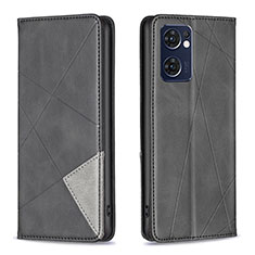 Leather Case Stands Flip Cover Holder B07F for Oppo Reno7 5G Black