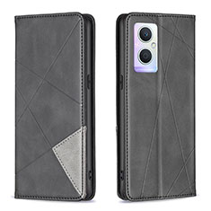 Leather Case Stands Flip Cover Holder B07F for Oppo Reno7 Lite 5G Black