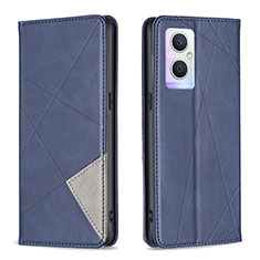 Leather Case Stands Flip Cover Holder B07F for Oppo Reno7 Lite 5G Blue