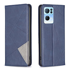 Leather Case Stands Flip Cover Holder B07F for Oppo Reno7 Pro 5G Blue