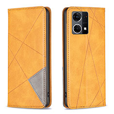 Leather Case Stands Flip Cover Holder B07F for Oppo Reno8 4G Light Brown