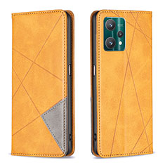 Leather Case Stands Flip Cover Holder B07F for Realme 9 Pro 5G Light Brown