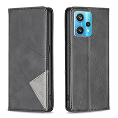 Leather Case Stands Flip Cover Holder B07F for Realme 9 Pro+ Plus 5G Black