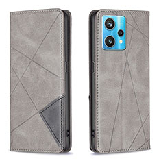 Leather Case Stands Flip Cover Holder B07F for Realme 9 Pro+ Plus 5G Gray