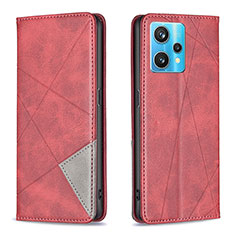 Leather Case Stands Flip Cover Holder B07F for Realme 9 Pro+ Plus 5G Red