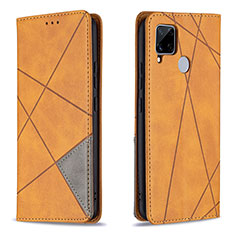 Leather Case Stands Flip Cover Holder B07F for Realme C25 Light Brown