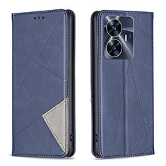 Leather Case Stands Flip Cover Holder B07F for Realme C55 Blue