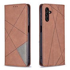 Leather Case Stands Flip Cover Holder B07F for Samsung Galaxy A04s Brown