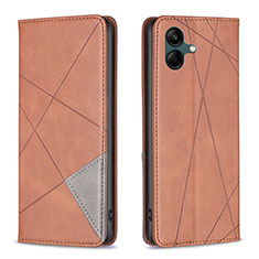 Leather Case Stands Flip Cover Holder B07F for Samsung Galaxy A05 Brown