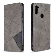Leather Case Stands Flip Cover Holder B07F for Samsung Galaxy A11 Gray