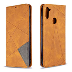 Leather Case Stands Flip Cover Holder B07F for Samsung Galaxy A11 Light Brown