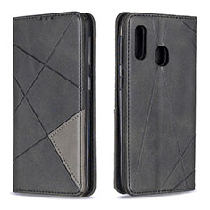 Leather Case Stands Flip Cover Holder B07F for Samsung Galaxy A20e Black