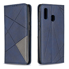 Leather Case Stands Flip Cover Holder B07F for Samsung Galaxy A20e Blue
