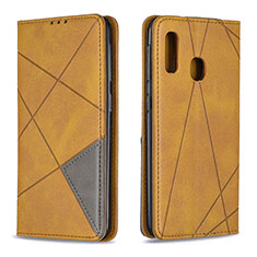 Leather Case Stands Flip Cover Holder B07F for Samsung Galaxy A20e Light Brown