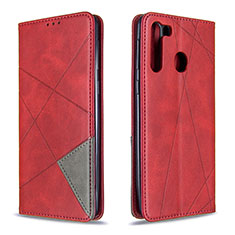 Leather Case Stands Flip Cover Holder B07F for Samsung Galaxy A21 Red