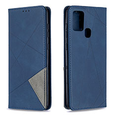 Leather Case Stands Flip Cover Holder B07F for Samsung Galaxy A21s Blue