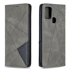 Leather Case Stands Flip Cover Holder B07F for Samsung Galaxy A21s Gray