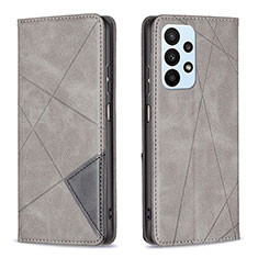 Leather Case Stands Flip Cover Holder B07F for Samsung Galaxy A23 5G Gray