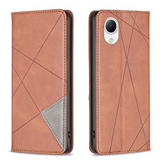 Leather Case Stands Flip Cover Holder B07F for Samsung Galaxy A23s Brown