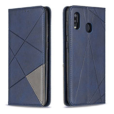 Leather Case Stands Flip Cover Holder B07F for Samsung Galaxy A30 Blue
