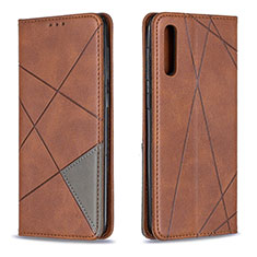 Leather Case Stands Flip Cover Holder B07F for Samsung Galaxy A30S Brown