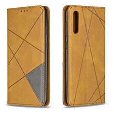 Leather Case Stands Flip Cover Holder B07F for Samsung Galaxy A30S Light Brown