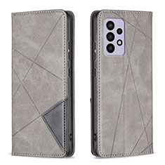 Leather Case Stands Flip Cover Holder B07F for Samsung Galaxy A33 5G Gray