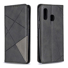Leather Case Stands Flip Cover Holder B07F for Samsung Galaxy A40 Black