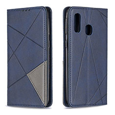 Leather Case Stands Flip Cover Holder B07F for Samsung Galaxy A40 Blue
