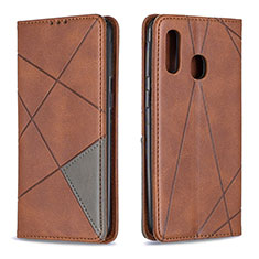 Leather Case Stands Flip Cover Holder B07F for Samsung Galaxy A40 Brown