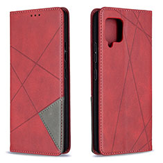 Leather Case Stands Flip Cover Holder B07F for Samsung Galaxy A42 5G Red