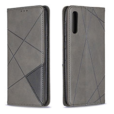 Leather Case Stands Flip Cover Holder B07F for Samsung Galaxy A50 Gray