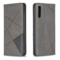 Leather Case Stands Flip Cover Holder B07F for Samsung Galaxy A50S Gray