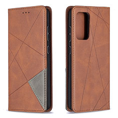 Leather Case Stands Flip Cover Holder B07F for Samsung Galaxy A52 4G Brown