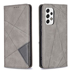 Leather Case Stands Flip Cover Holder B07F for Samsung Galaxy A53 5G Gray