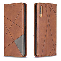 Leather Case Stands Flip Cover Holder B07F for Samsung Galaxy A70 Brown