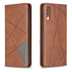 Leather Case Stands Flip Cover Holder B07F for Samsung Galaxy A70S Brown