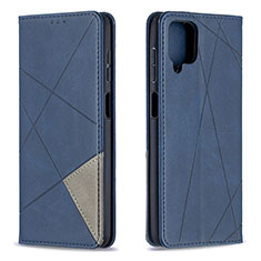 Leather Case Stands Flip Cover Holder B07F for Samsung Galaxy F12 Blue