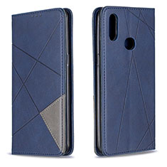 Leather Case Stands Flip Cover Holder B07F for Samsung Galaxy M01s Blue