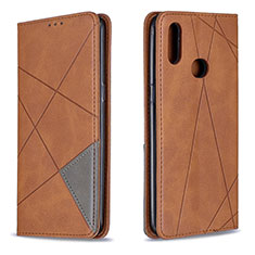 Leather Case Stands Flip Cover Holder B07F for Samsung Galaxy M01s Brown