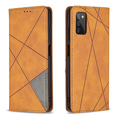 Leather Case Stands Flip Cover Holder B07F for Samsung Galaxy M02s Light Brown