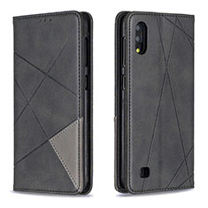 Leather Case Stands Flip Cover Holder B07F for Samsung Galaxy M10 Black