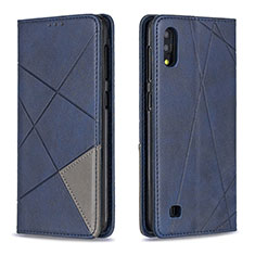 Leather Case Stands Flip Cover Holder B07F for Samsung Galaxy M10 Blue